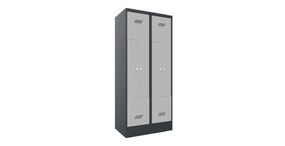Produktbild PAVOY Z-Garderobenschrank mit Sockel 1850x800x500 mm 2 Abteile RAL 7016/7035