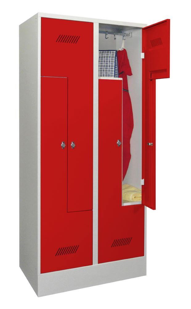 Produktbild PAVOY Z-Garderobenschrank mit Sockel 1850x800x500 mm 2 Abteile RAL 7035/3000