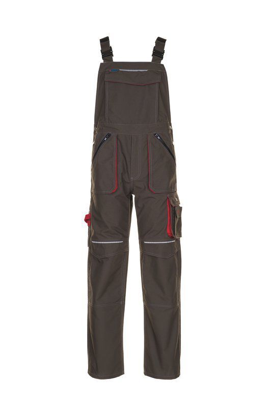Planam Basalt Latzhose oliv rot 60 Produktbild Planam Basalt Latzhose oliv rot 60