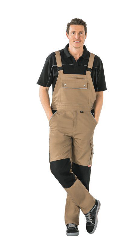 Planam Canvas 320 Arbeitskleidung Latzhose khaki schwarz Größe 102 Produktbild Planam Canvas 320 Arbeitskleidung Latzhose khaki schwarz Größe 102 bild 2