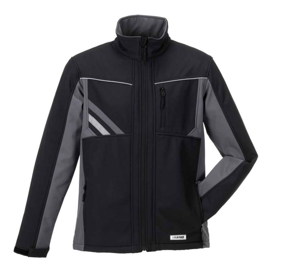 Planam Highline Softshelljacke Arbeitsjacke schwarz schiefer zink Größe M Produktbild Planam Highline Softshelljacke Arbeitsjacke schwarz schiefer zink Größe M