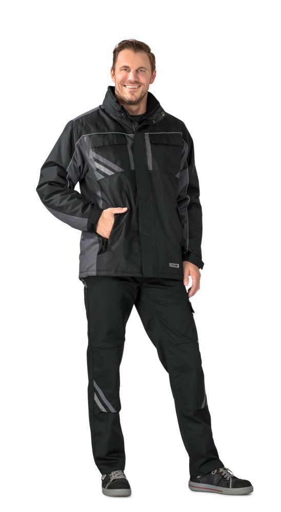 Planam Highline Winterjacke Arbeitsjacke schwarz schiefer zink Größe L Produktbild Planam Highline Winterjacke Arbeitsjacke schwarz schiefer zink Größe L bild 2