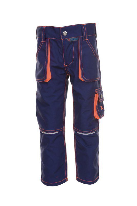 Planam Junior Bundhose marine orange Größe 122 128 Produktbild Planam Junior Bundhose marine orange Größe 122 128