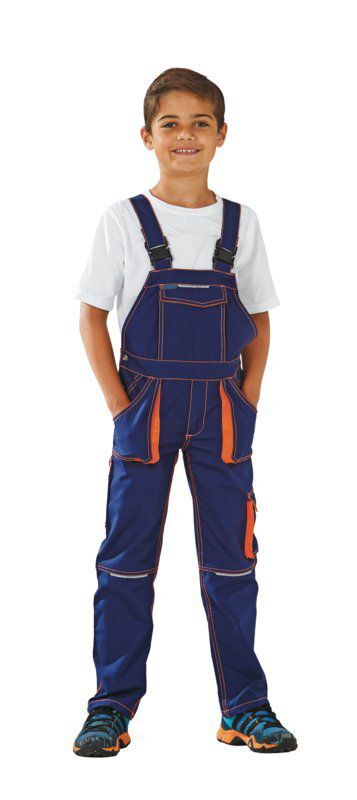 Planam Junior Latzhose marine orange Größe 110 116 Produktbild Planam Junior Latzhose marine orange Größe 110 116 bild 2