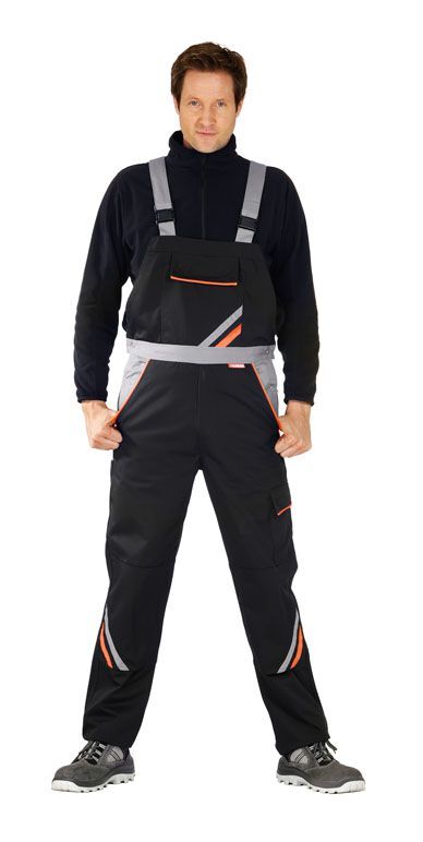 Planam Visline Arbeitshose Latzhose schwarz orange zink Größe 64 Produktbild Planam Visline Arbeitshose Latzhose schwarz orange zink Größe 64 bild 2