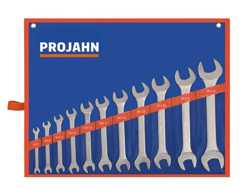 Produktbild Projahn Doppelgabelschlüssel Set 11 teilig in Rolltasche 6 bis 32 mm