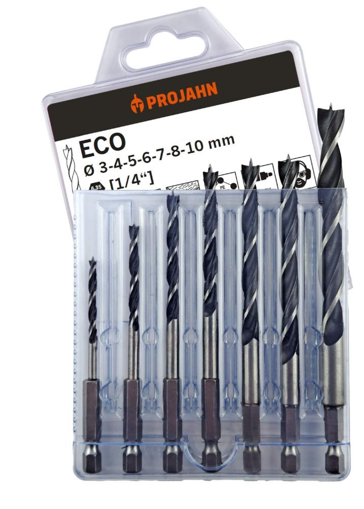 Produktbild Projahn Holzspiralbohrer ECO 7 teilig mit 6,35 mm 1/4 Zoll 6-kant Aufnahme