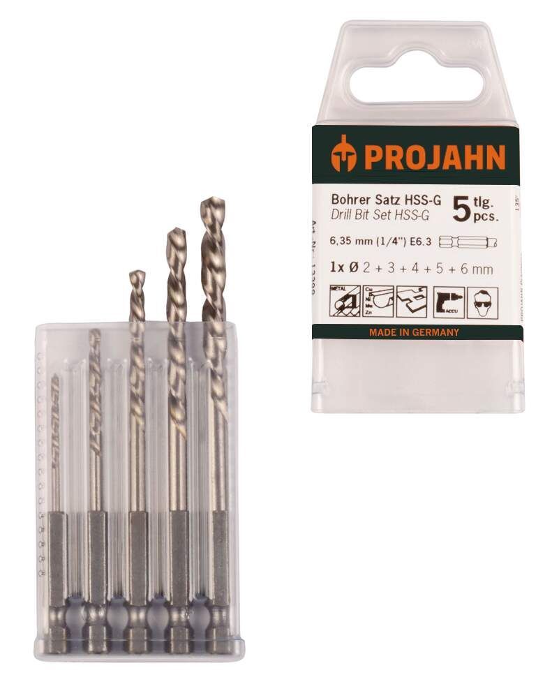 Produktbild HSS-G Bohrer Satz 6-kant Schaft E6.3 5-tlg. (2, 3, 4, 5, 6 mm) bild 2