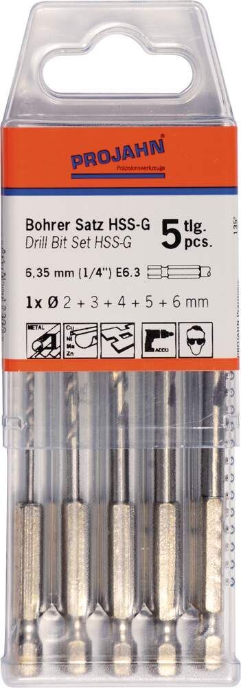 Produktbild Projahn HSS-G Bohrer Satz 6-kant Schaft E6.3 5 teilig