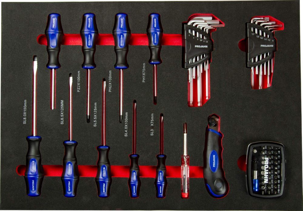 Produktbild Projahn proficraft Schraubedreher-/Bit-/Winkelstiftschlüssel- Einlage 61 teilig