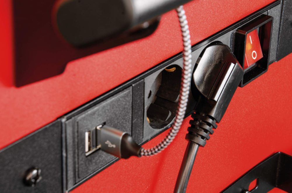 Produktbild Werkstattwagen UNIVERSE mit E-Power Elektroverteiler mit 7 Schubfächern Rot bild 3