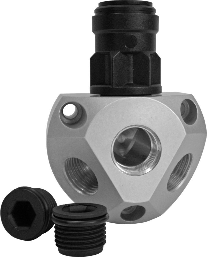 AEROTEC Luftverteilerdose Alu 1/2" incl. 2 Stopfen Produktbild AEROTEC Luftverteilerdose Alu 1/2" incl. 2 Stopfen