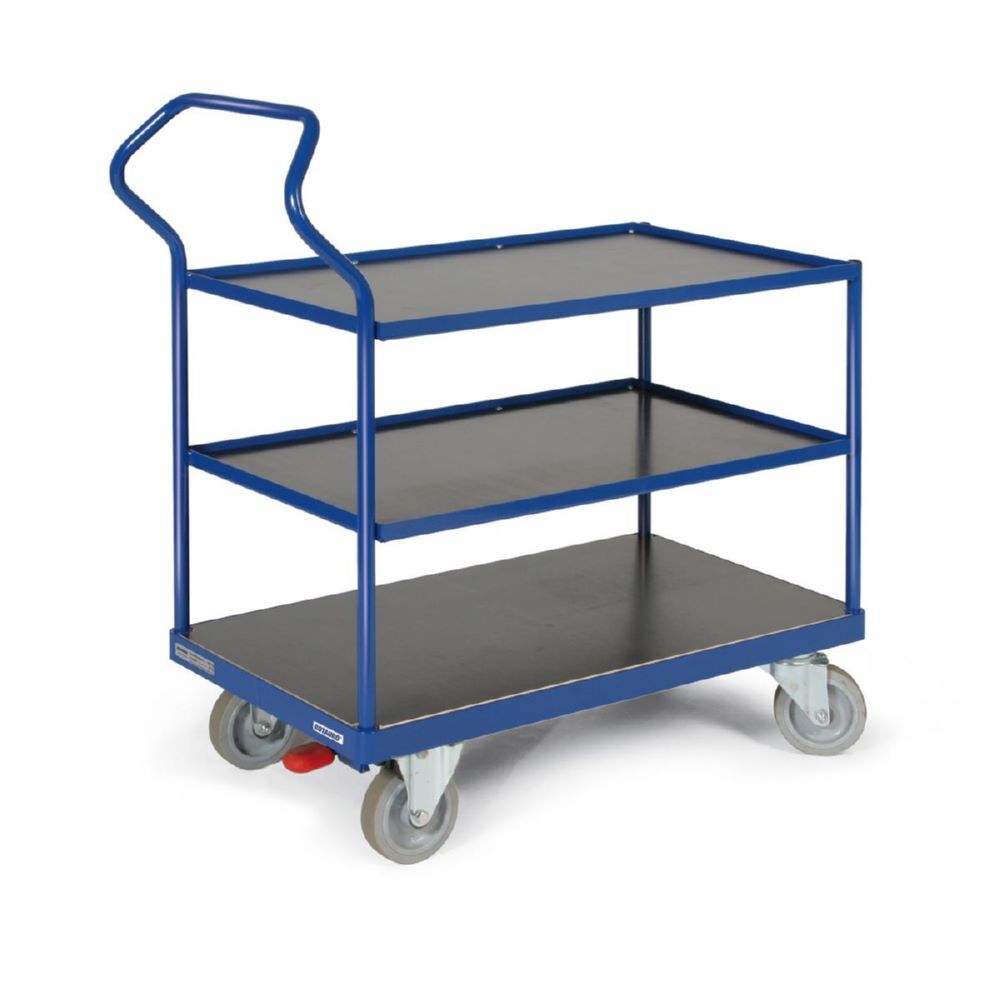 Ergotruck Tischwagen 3 Ladeflächen aus Multiplexholz 800 x 1426 x 1256 mm Produktbild Ergotruck Tischwagen 3 Ladeflächen aus Multiplexholz 800 x 1426 x 1256 mm