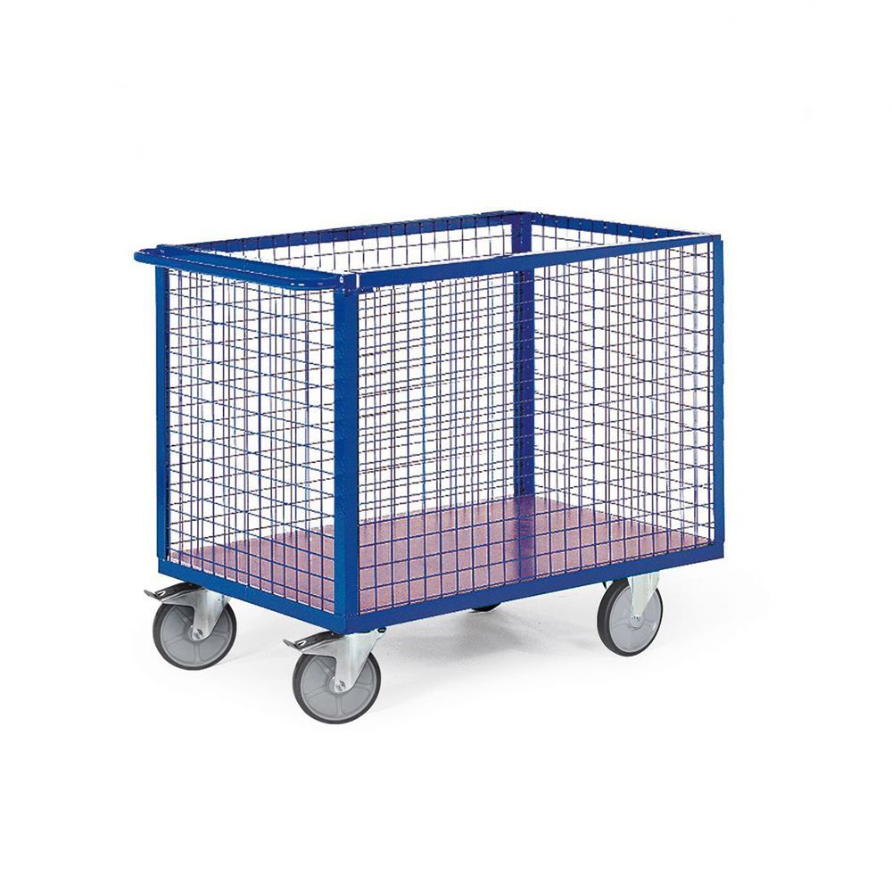 Rotauro Drahtwandwagen allseitig geschlossen Traglast 600 kg 1000 x 700 mm Produktbild Rotauro Drahtwandwagen allseitig geschlossen Traglast 600 kg 1000 x 700 mm