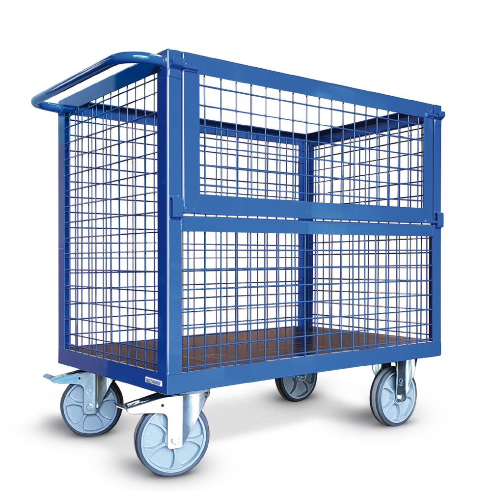 Rotauro Drahtwandwagen mit 1 Längswand halb abklappbar 700 x 1050 x 800 mm Produktbild Rotauro Drahtwandwagen mit 1 Längswand halb abklappbar 700 x 1050 x 800 mm
