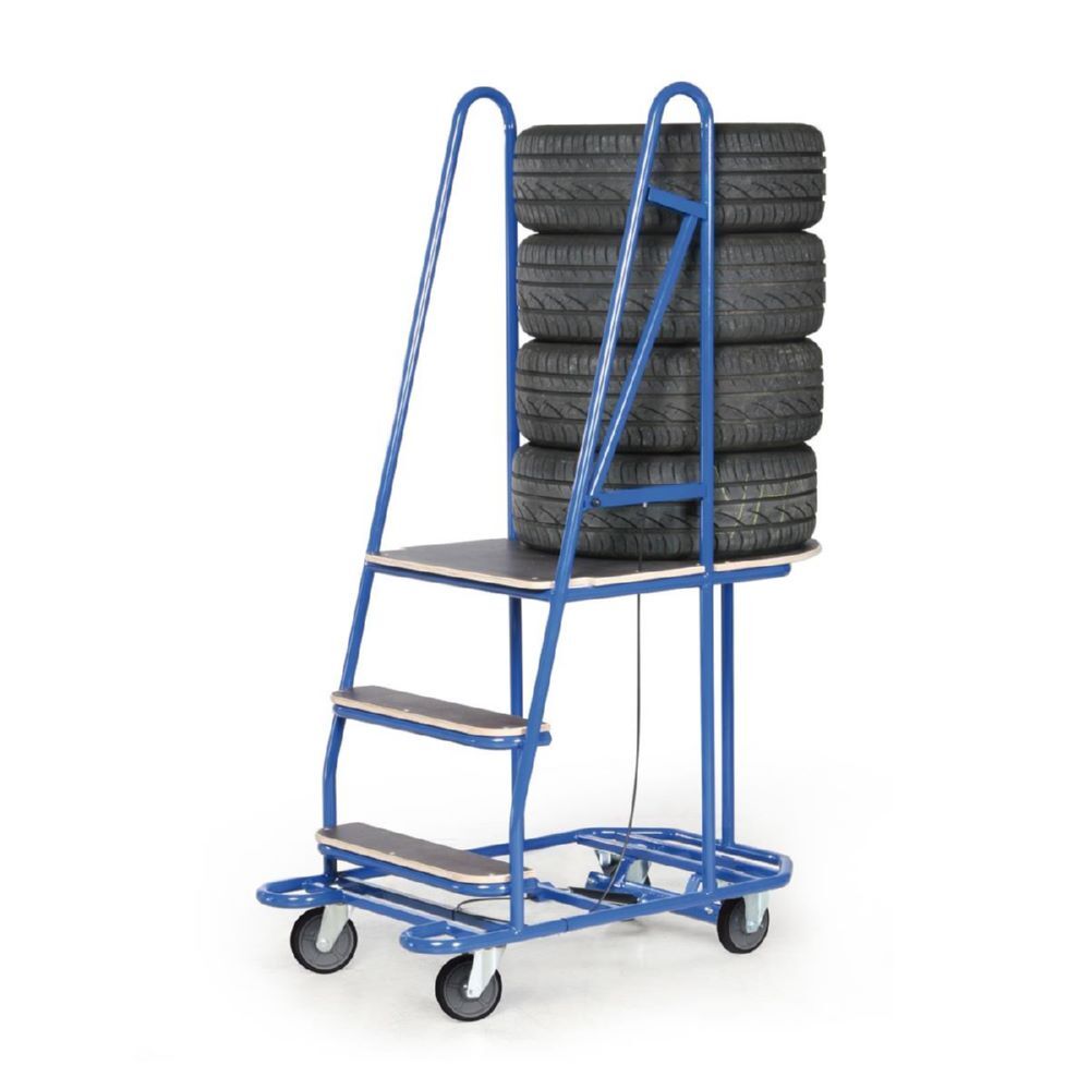 Rotauro Reifentransportwagen 2 Stufen mit Totmann Feststellbremse 650 x 1150 x 1700 mm Produktbild Rotauro Reifentransportwagen 2 Stufen mit Totmann Feststellbremse 650 x 1150 x 1700 mm