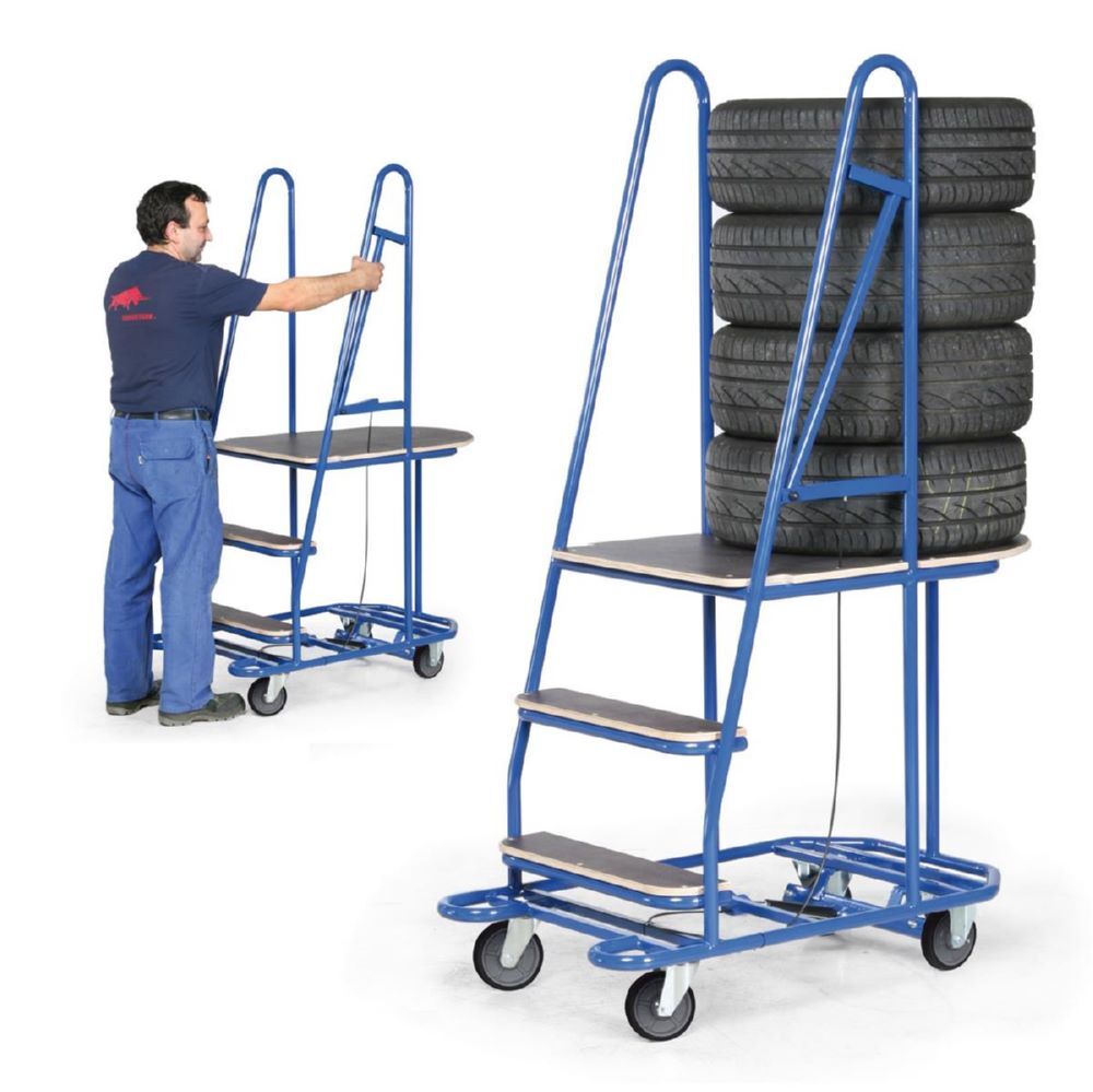 Rotauro Reifentransportwagen 2 Stufen mit Totmann Feststellbremse 650 x 1150 x 1700 mm Produktbild Rotauro Reifentransportwagen 2 Stufen mit Totmann Feststellbremse 650 x 1150 x 1700 mm bild 3