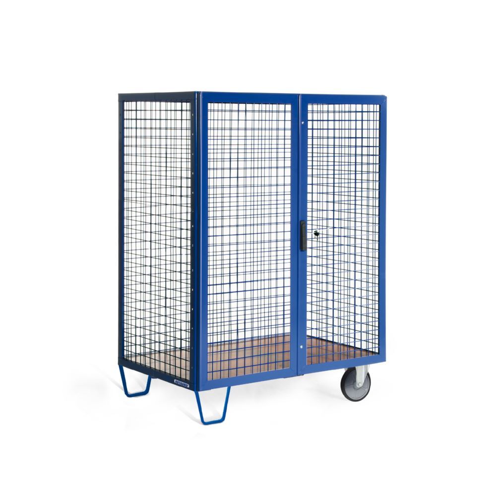 Rotauro Schrankwagen für Hebelroller mit Gitterverkleidung 1000 x 700 mm RAL 5010 Produktbild Rotauro Schrankwagen für Hebelroller mit Gitterverkleidung 1000 x 700 mm RAL 5010