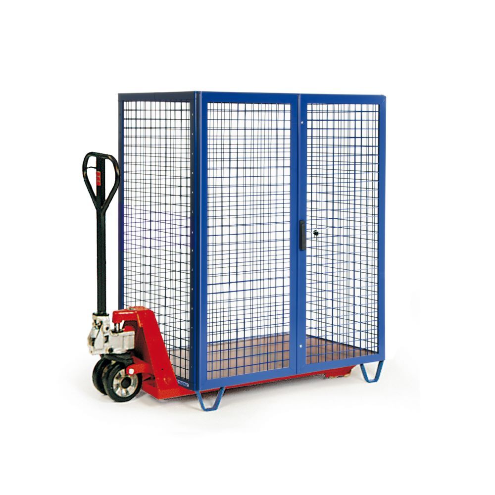 Rotauro Schrankwagen für Hubgeräte mit Gitterverkleidung 1200 x 800 mm RAL 5010 Produktbild Rotauro Schrankwagen für Hubgeräte mit Gitterverkleidung 1200 x 800 mm RAL 5010