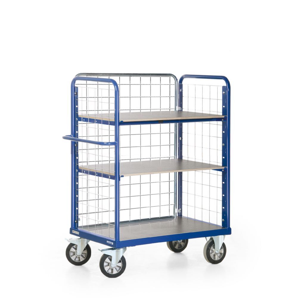 Rotauro Schwerlast Etagenwagen 3 Ladeflächen mit Gitter 1000 x 700 mm