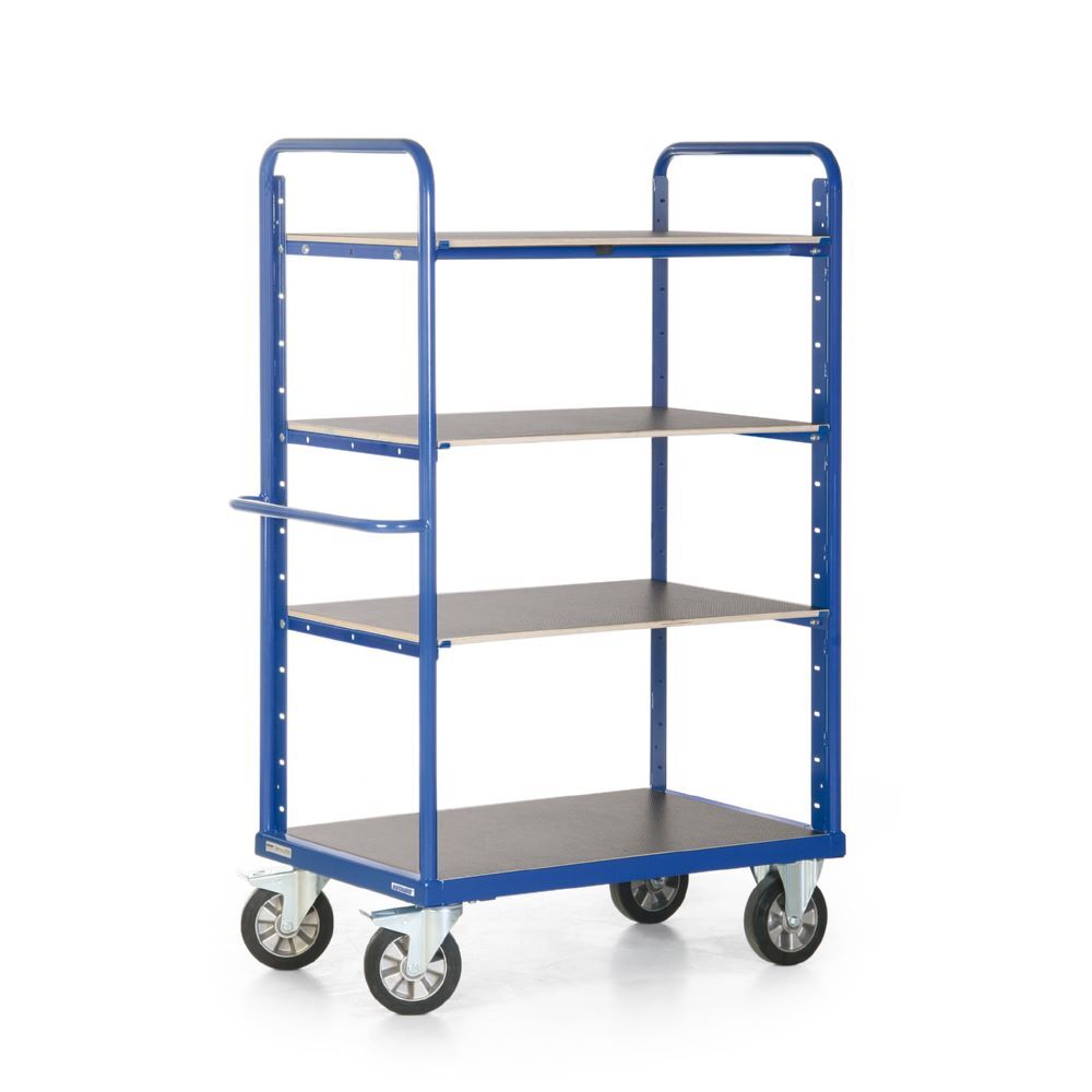 Rotauro Schwerlast Etagenwagen bis 1200 kg 4 x Ladefläche 1200 x 800 mm RAL 5010 Produktbild Rotauro Schwerlast Etagenwagen bis 1200 kg 4 x Ladefläche 1200 x 800 mm RAL 5010