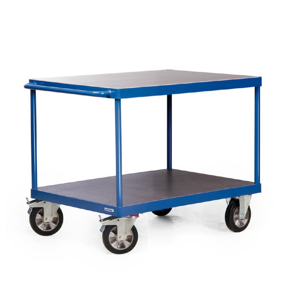 Rotauro Schwerlast Tischwagen Serie R 2 x Ladefläche 1000 x 700 mm mit Elastikgummi Produktbild Rotauro Schwerlast Tischwagen Serie R 2 x Ladefläche 1000 x 700 mm mit Elastikgummi