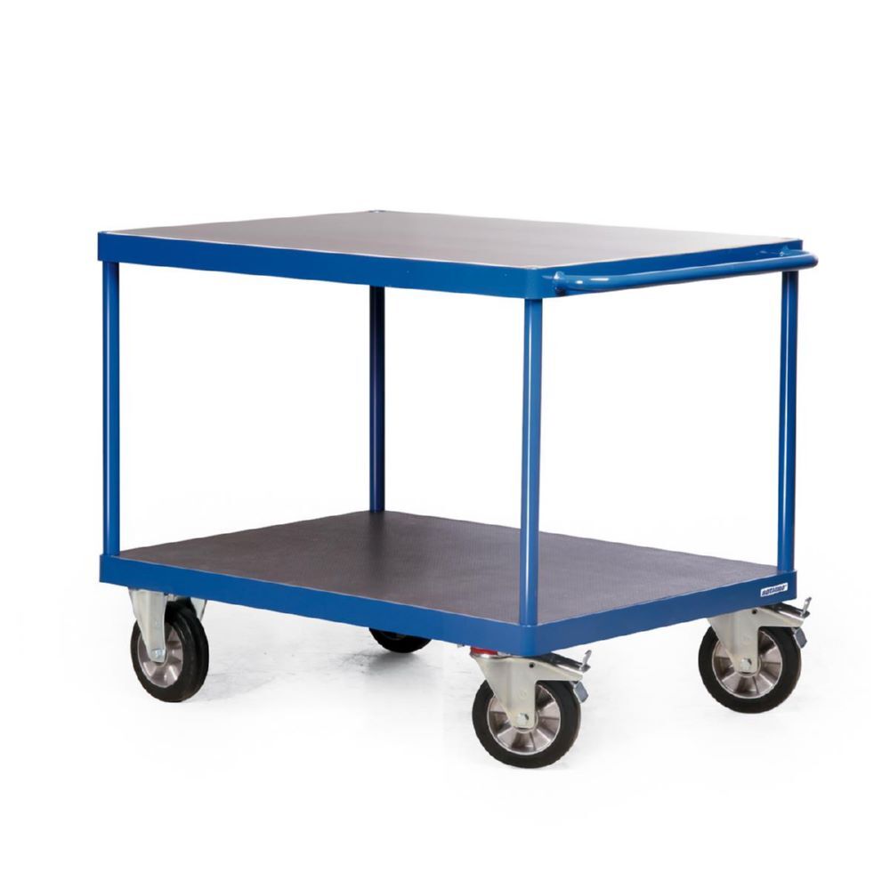 Rotauro Schwerlast Tischwagen Serie R 2 x Ladefläche 1000 x 700 mm mit Elastikgummi Produktbild Rotauro Schwerlast Tischwagen Serie R 2 x Ladefläche 1000 x 700 mm mit Elastikgummi bild 2
