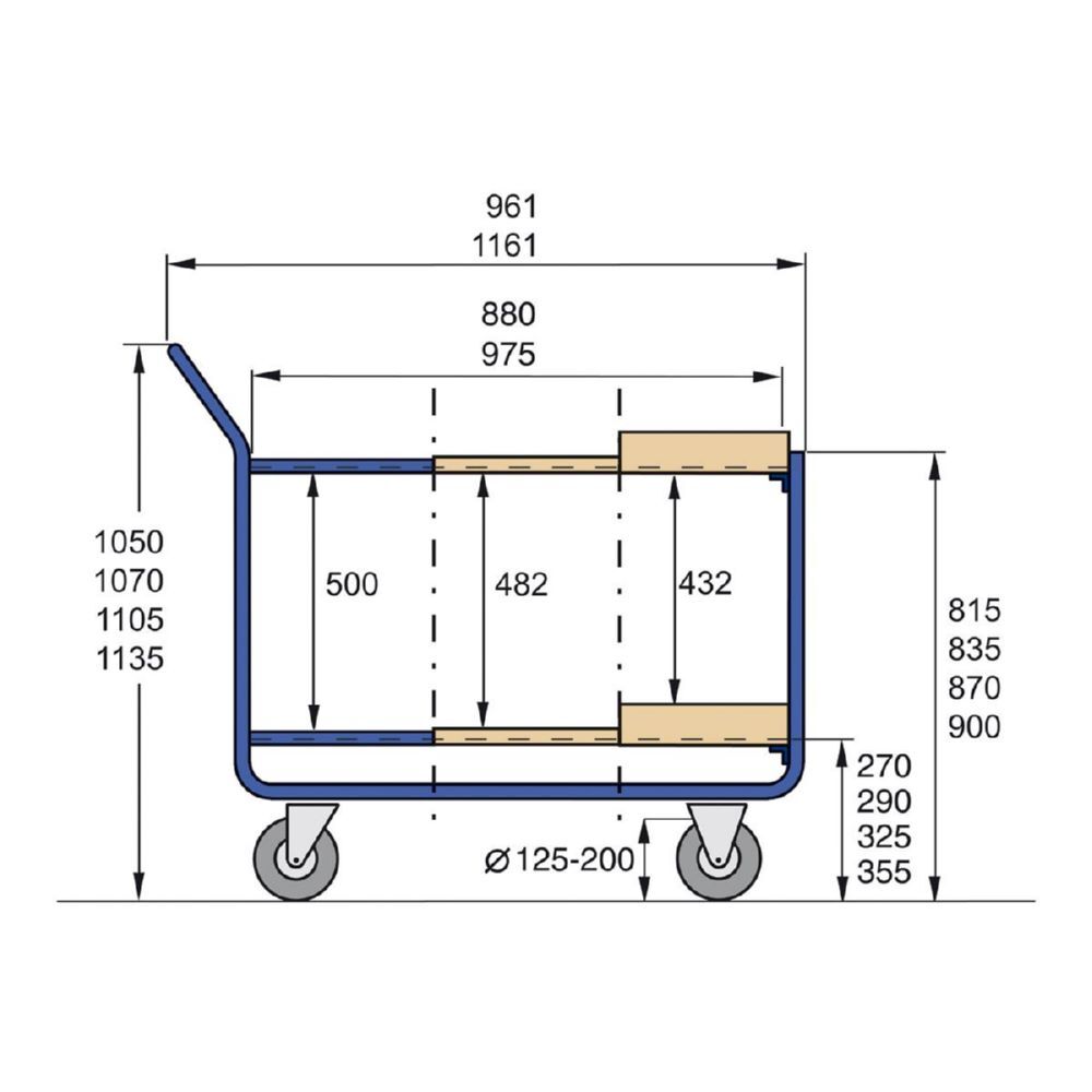 Rotauro Stahlrohr Tischwagen mit 3 Ladeflächen 500 x 961 x 1000 mm Produktbild Rotauro Stahlrohr Tischwagen mit 3 Ladeflächen 500 x 961 x 1000 mm bild 3