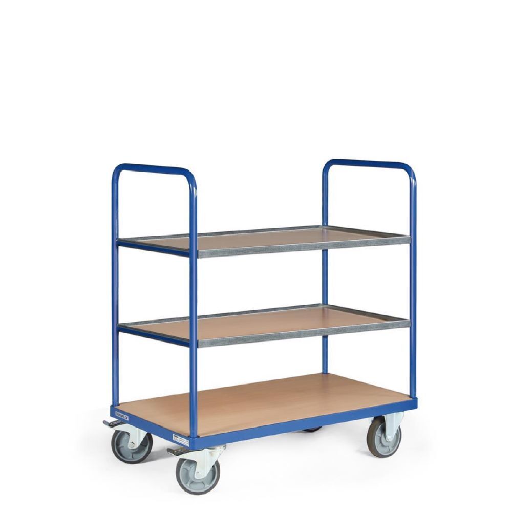 Tauroflex Etagenwagen Basic 3 offene Etagen 2 davon mit Bordkante 500 x 1040 x 1160 mm Produktbild Tauroflex Etagenwagen Basic 3 offene Etagen 2 davon mit Bordkante 500 x 1040 x 1160 mm