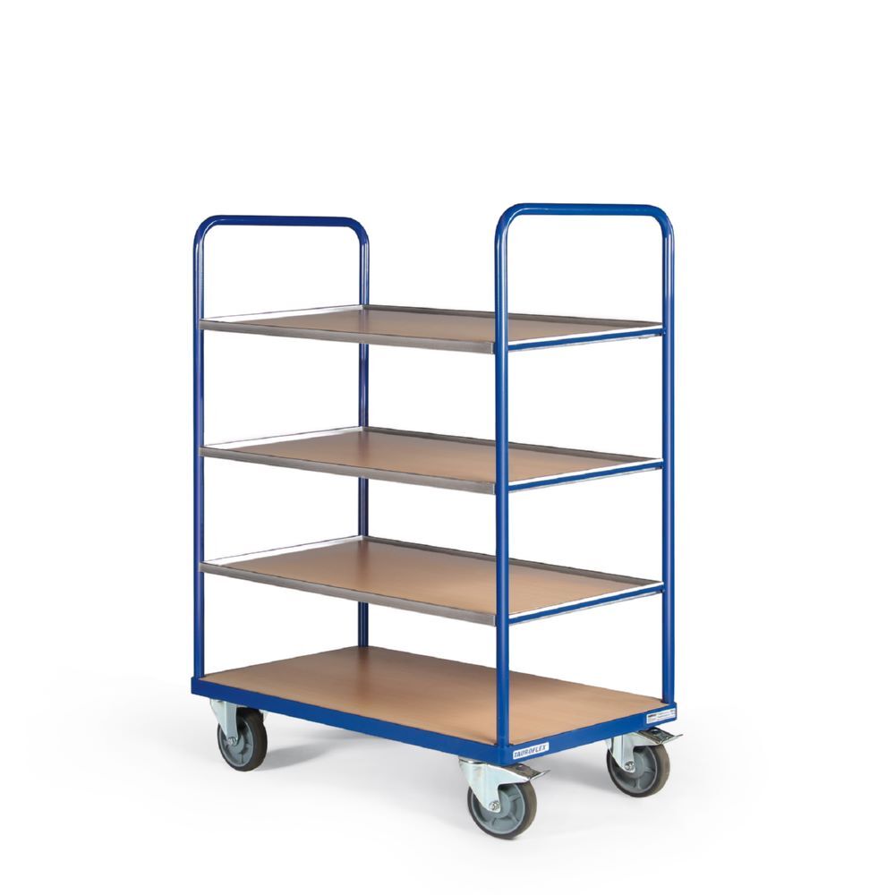 Tauroflex Etagenwagen Basic 4 Etagen 2 davon mit Bordkante 700 x 1190 x 1460 mm