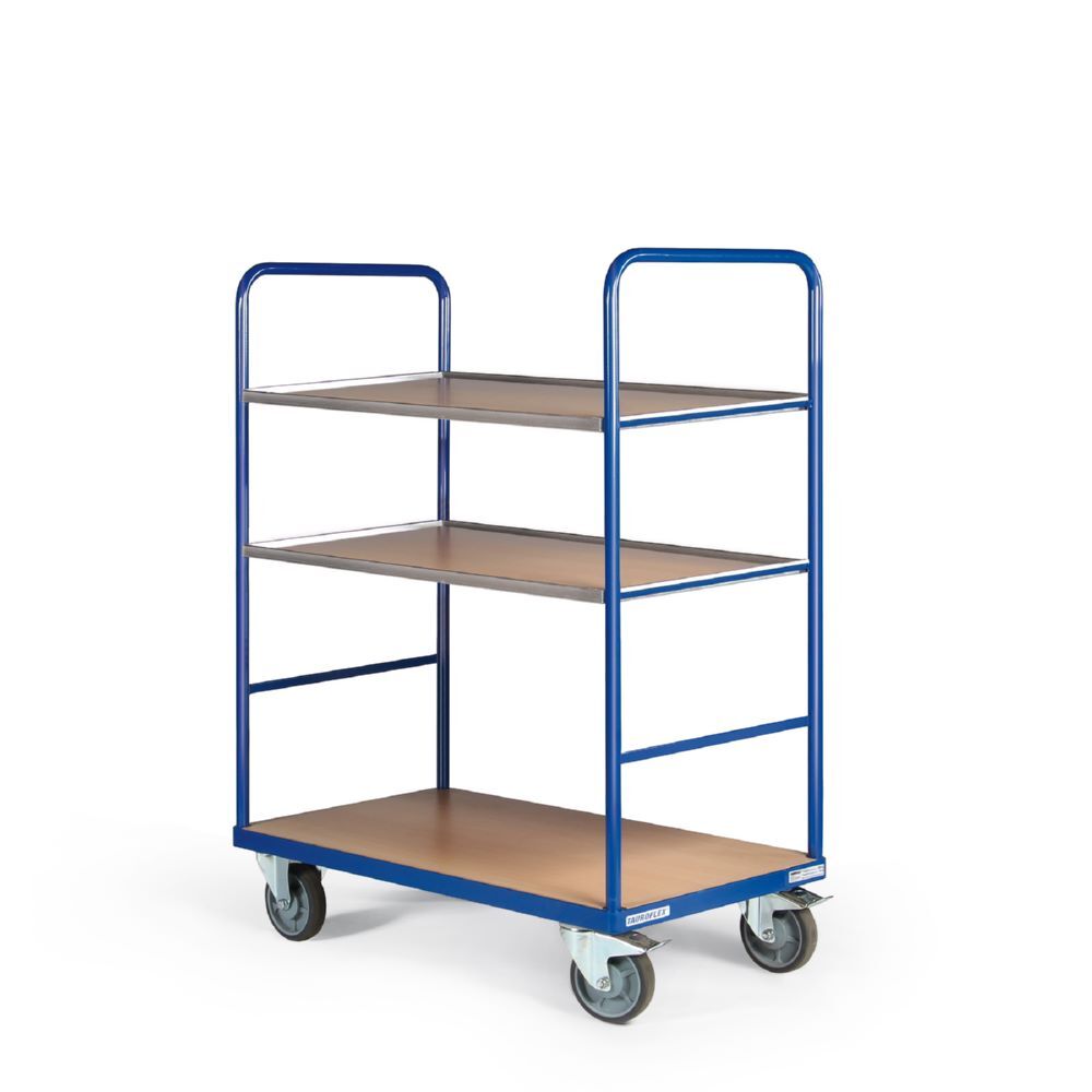 Tauroflex Etagenwagen Basic 3 offene Etagen mit TPE Bereifung 600 x 1190 x 1460 mm Produktbild Tauroflex Etagenwagen Basic 3 offene Etagen mit TPE Bereifung 600 x 1190 x 1460 mm bild 2