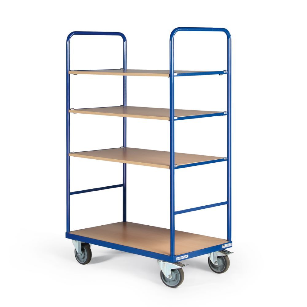Tauroflex Etagenwagen Basic 4 offene Etagen ohne Bordkante 700 x 1190 x 1760 mm