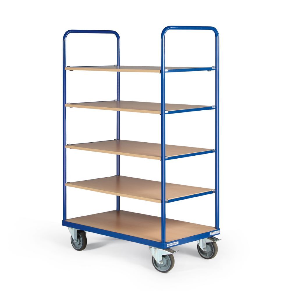 Tauroflex Etagenwagen Basic 5 offene Etagen ohne Bordkante 600 x 1190 x 1760 mm