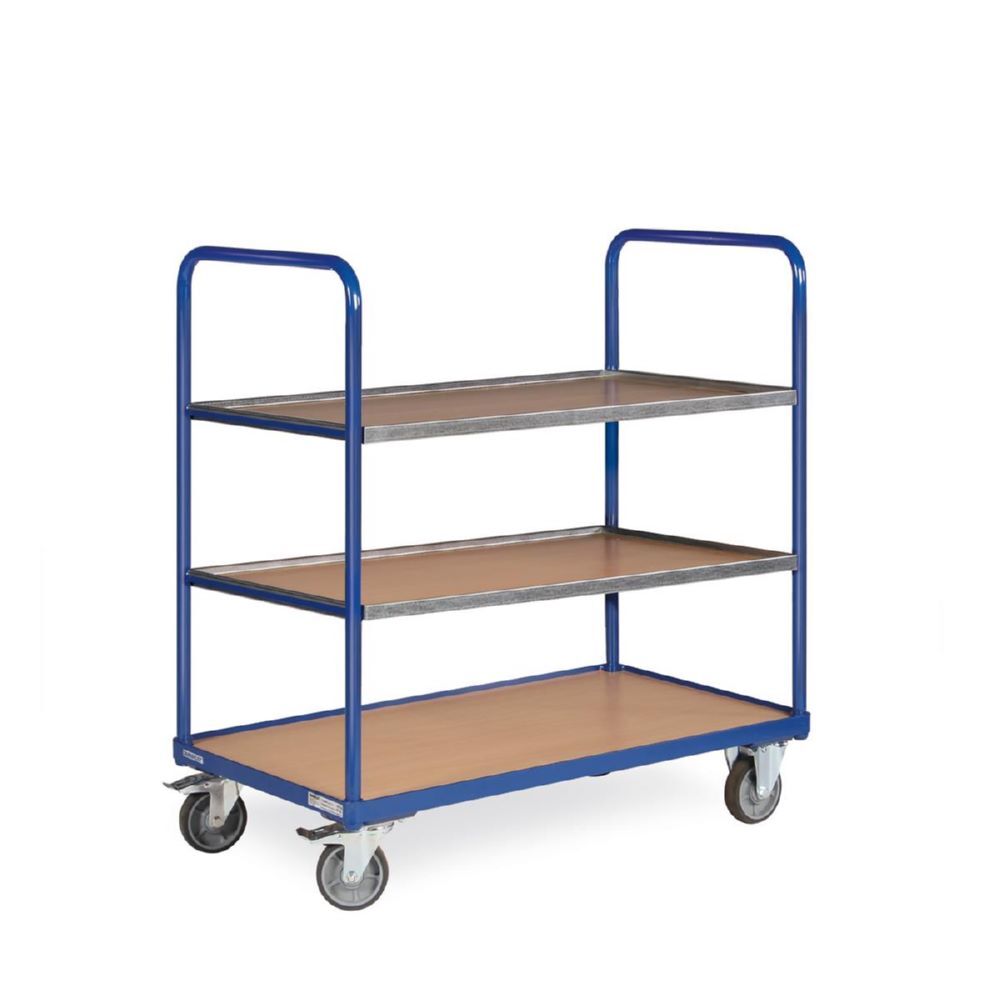 Tauroflex Etagenwagen F2 bis 250 kg 3 Etagen mit Bordkante 600 x 1175 x 1125 mm