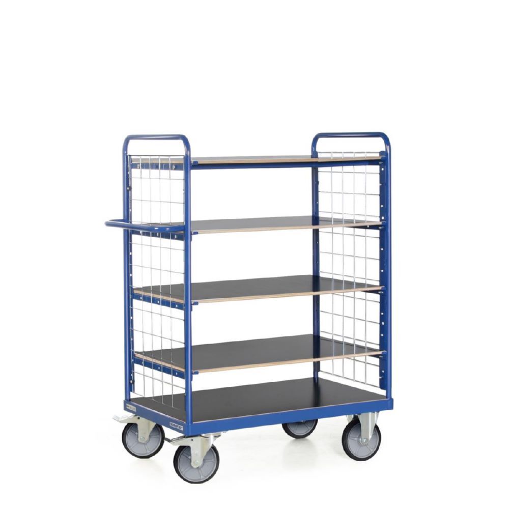 Tauroflex Etagenwagen F6 5 Ladeflächen mit Gitter je 90 kg 600 x 1190 x 1500 mm