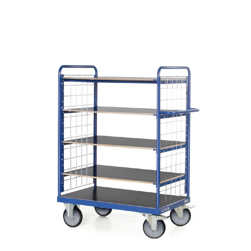 Tauroflex Etagenwagen F6 5 Ladeflächen mit Gitter je 90 kg 600 x 1190 x 1500 mm