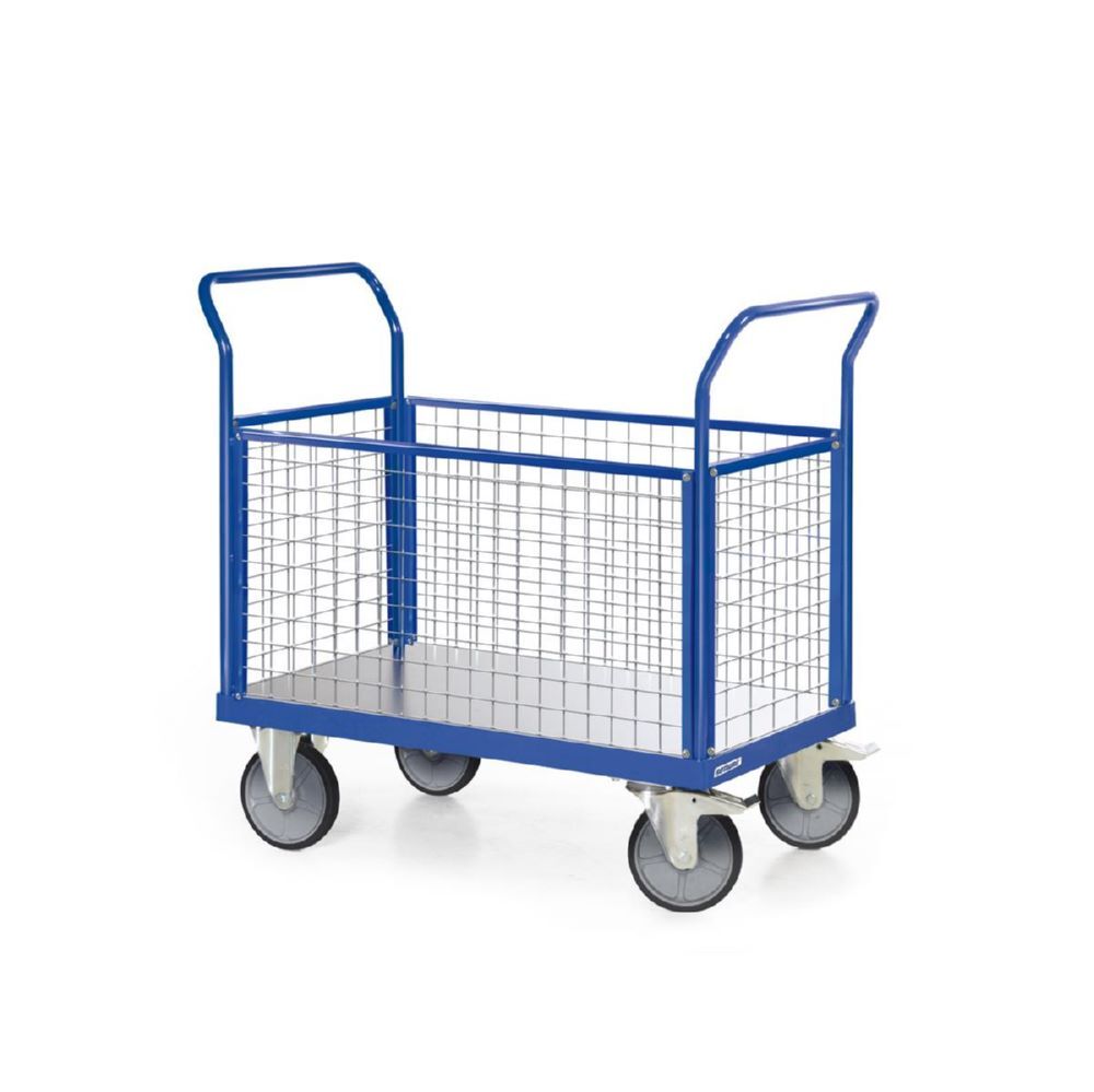 Tauroflex Plattformwagen F6 mit 4 Gitterwänden bis 600 kg 700 x 1250 x 1100 mm Produktbild Tauroflex Plattformwagen F6 mit 4 Gitterwänden bis 600 kg 700 x 1250 x 1100 mm bild 2
