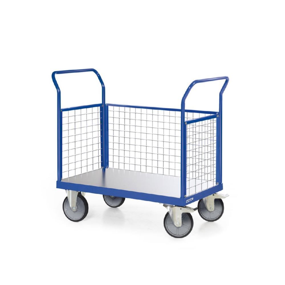 Tauroflex Plattformwagen F6 mit 3 Gitterwänden 500 kg Last 500 x 1010 x 1060 mm Produktbild Tauroflex Plattformwagen F6 mit 3 Gitterwänden 500 kg Last 500 x 1010 x 1060 mm bild 2
