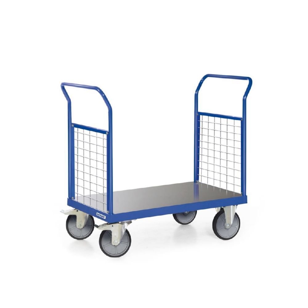 Tauroflex Plattformwagen F6 mit 2 Gitter Stirnwänden 500 kg Last 500 x 1100 x 1060 mm Produktbild Tauroflex Plattformwagen F6 mit 2 Gitter Stirnwänden 500 kg Last 500 x 1100 x 1060 mm