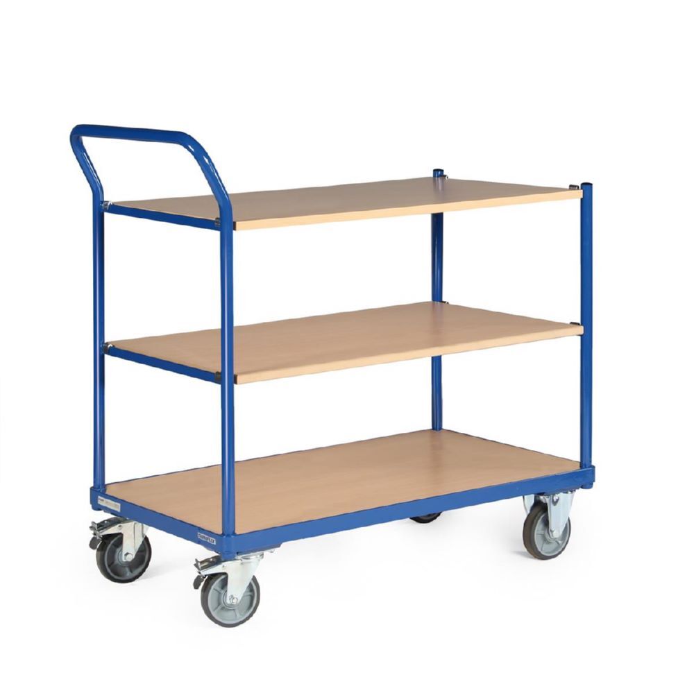 Tauroflex Tischwagen basic Serie F 250 3 robuste Ladeflächen 500 x 1025 x 1015 mm Produktbild Tauroflex Tischwagen basic Serie F 250 3 robuste Ladeflächen 500 x 1025 x 1015 mm bild 3