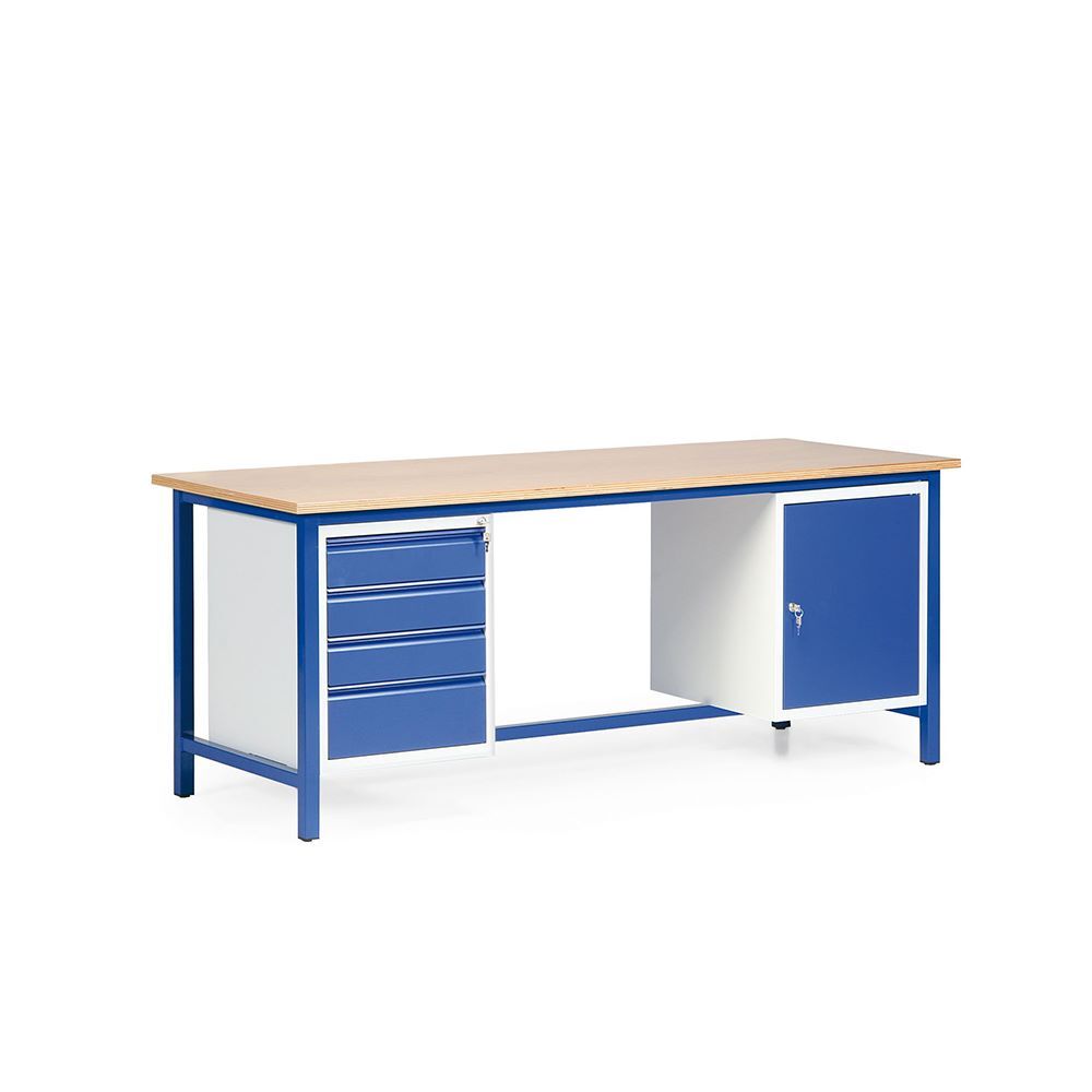 Taurotec Kombiwerkbank 2000 x 800 mm mit 2 Schränken mit Multiplex Holz Platte Produktbild Taurotec Kombiwerkbank 2000 x 800 mm mit 2 Schränken mit Multiplex Holz Platte