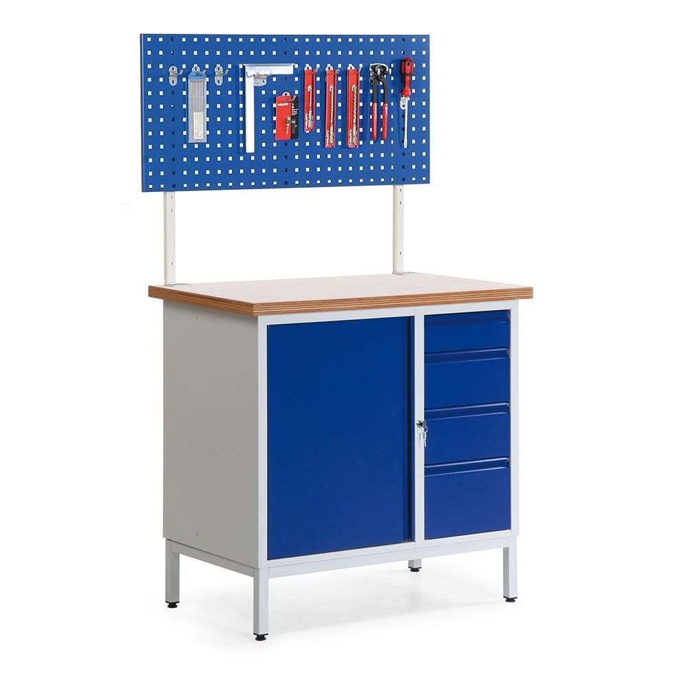 Taurotec Kompakt Werkbank R3 Schrankfach mit 4 Schubladen lange Halterung 1 Lochplatte Produktbild Taurotec Kompakt Werkbank R3 Schrankfach mit 4 Schubladen lange Halterung 1 Lochplatte