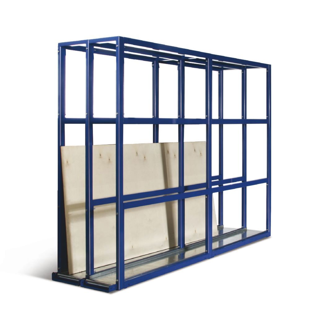 Taurotec Plattenregal Grundmodul 2 Felder 790 x 3000 x 2305 mm bis 750 kg Enzianblau Produktbild Taurotec Plattenregal Grundmodul 2 Felder 790 x 3000 x 2305 mm bis 750 kg Enzianblau