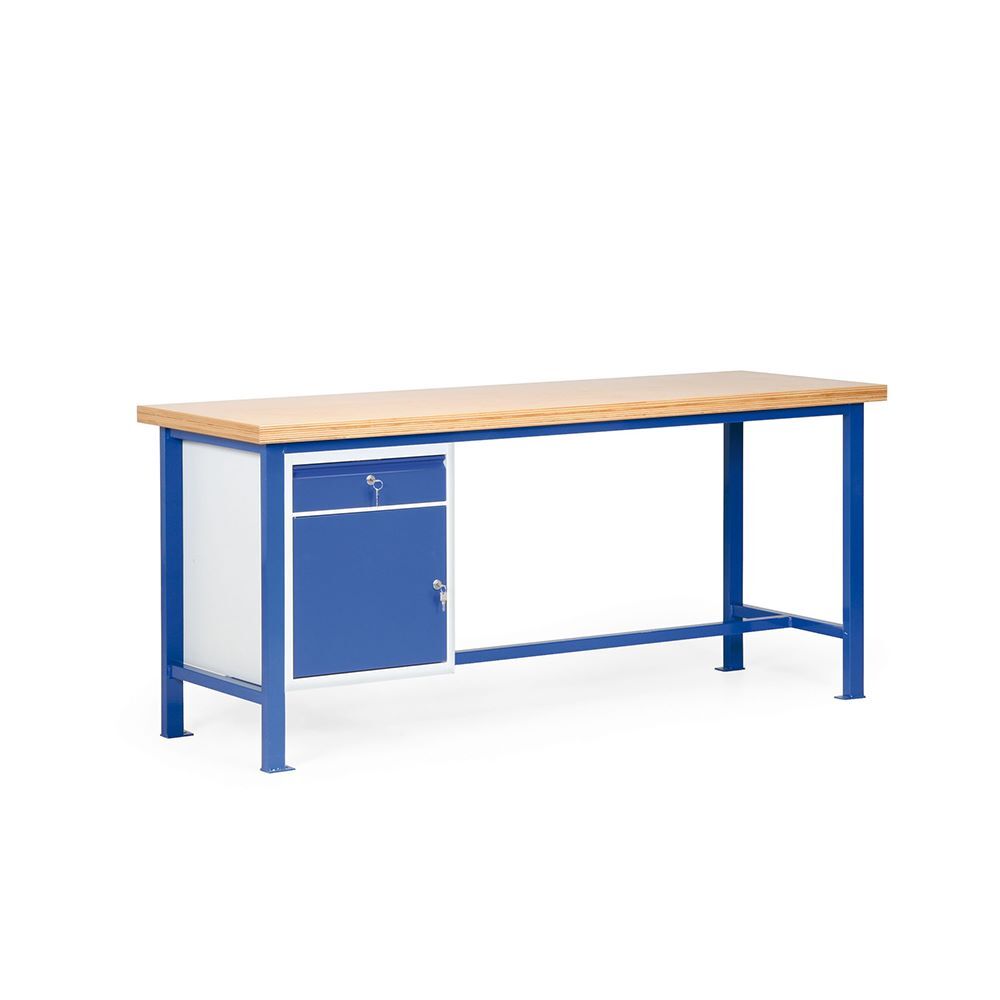 Taurotec Kombiwerkbank L 2000 x T 700 mit 1 Schrank mit Multiplex Holz Produktbild Taurotec Kombiwerkbank L 2000 x T 700 mit 1 Schrank mit Multiplex Holz