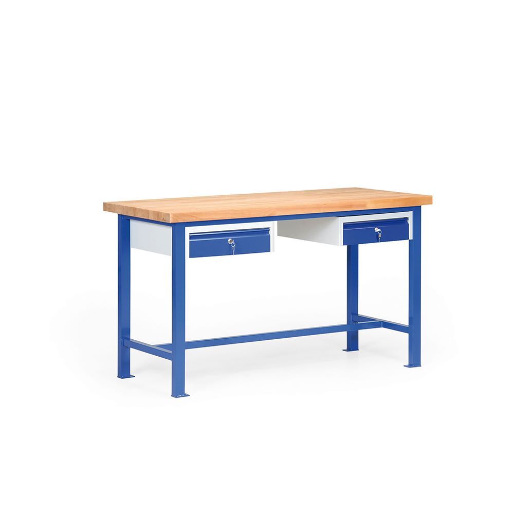 Taurotec Standard Werkbank mit 2 Schubladen Tischplatte 1500 mm lang Produktbild Taurotec Standard Werkbank mit 2 Schubladen Tischplatte 1500 mm lang