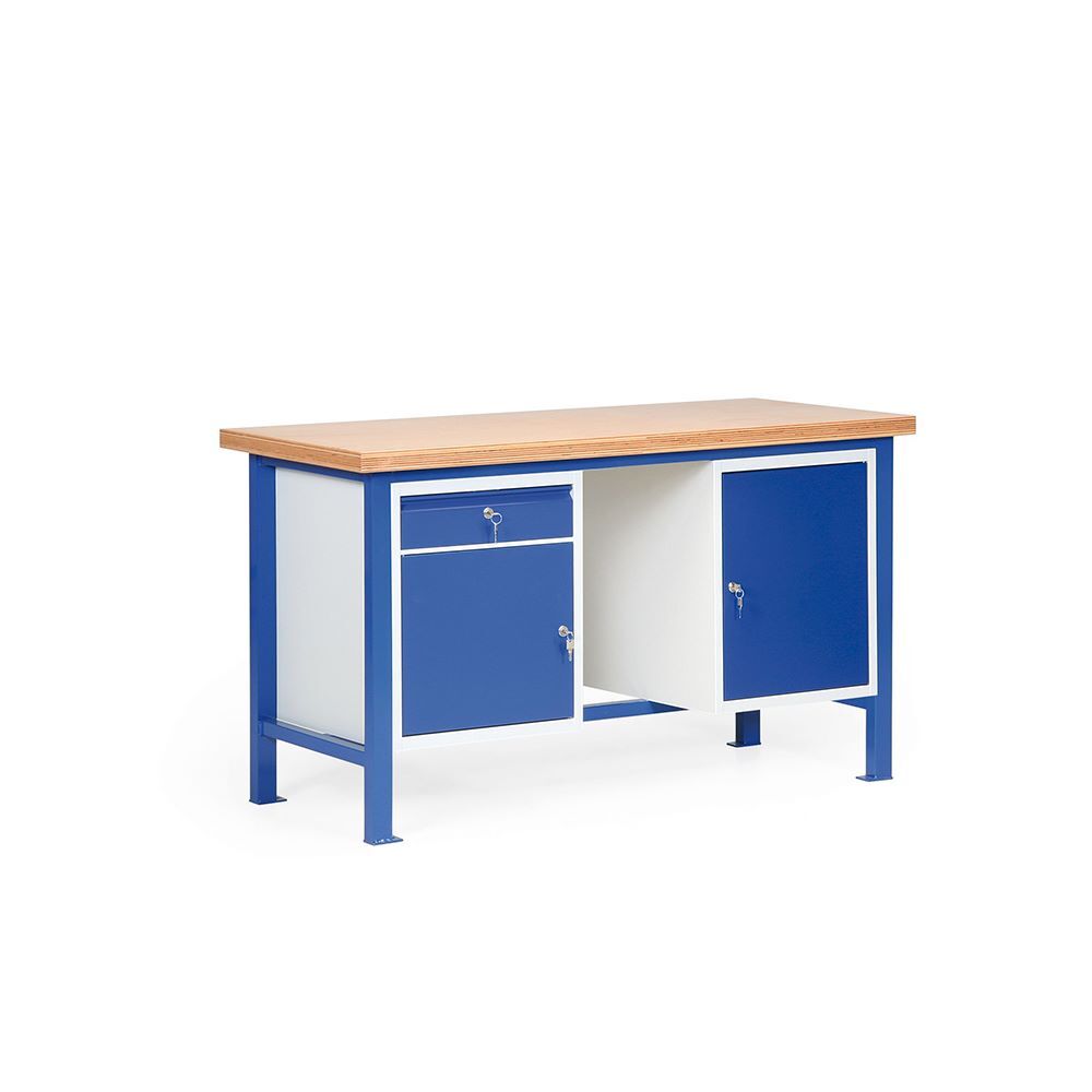 Taurotec Standard Werkbank mit eingebautem Schrank und Arbeitsplatte 1500 x 700 mm Produktbild Taurotec Standard Werkbank mit eingebautem Schrank und Arbeitsplatte 1500 x 700 mm