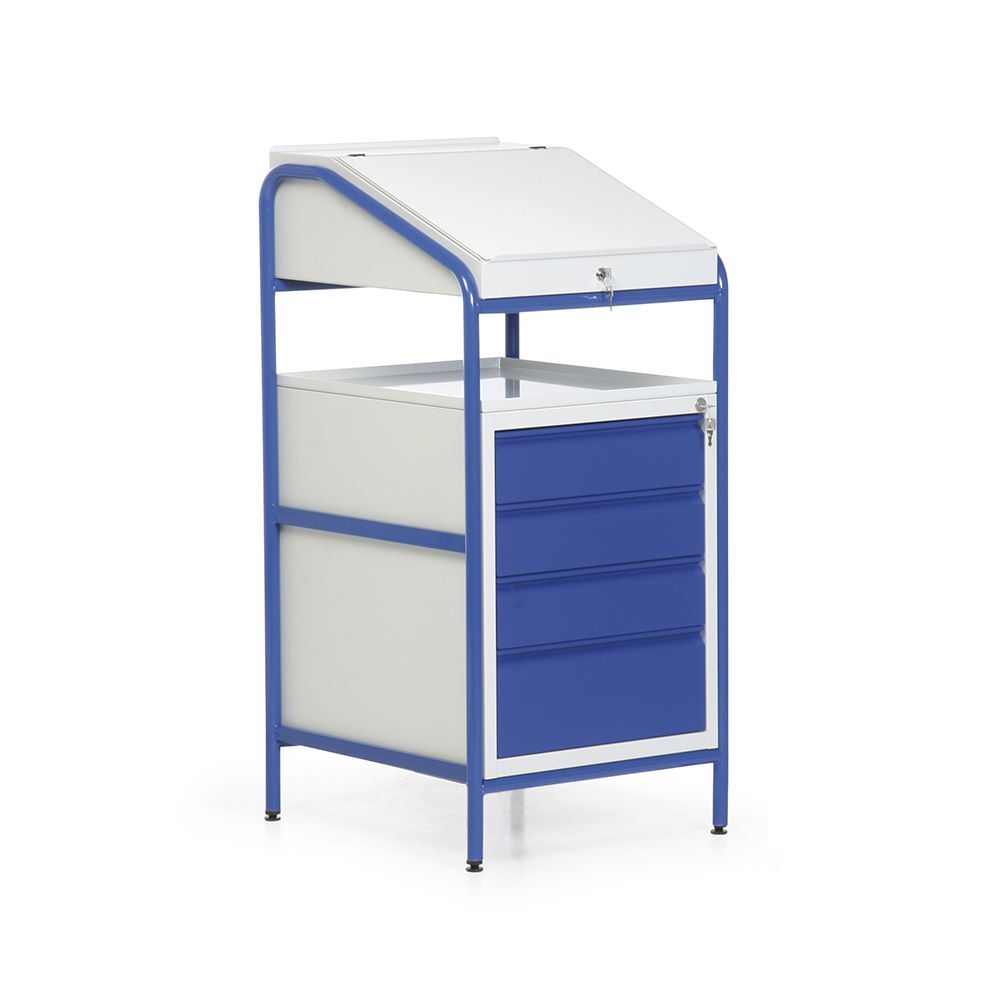 Taurotec Stehpult stationär B 546 x H 1150 x T 605 mm 1 Schrankfach mit 4 Schubladen Produktbild Taurotec Stehpult stationär B 546 x H 1150 x T 605 mm 1 Schrankfach mit 4 Schubladen