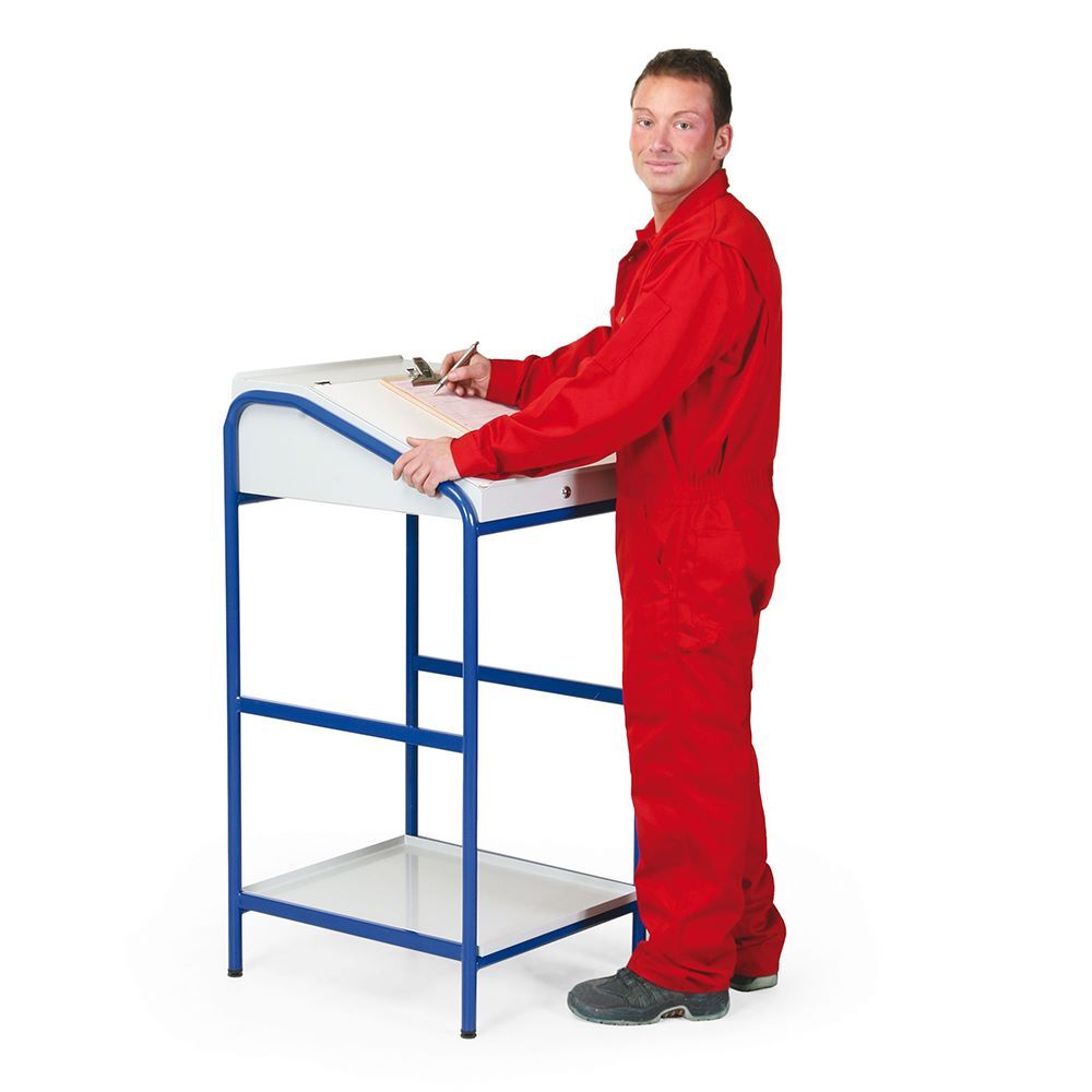 Taurotec Stehpult stationär 1 Blechablagen unten RAL 5010 Breite 546 x 1150 Höhe mm Produktbild Taurotec Stehpult stationär 1 Blechablagen unten RAL 5010 Breite 546 x 1150 Höhe mm