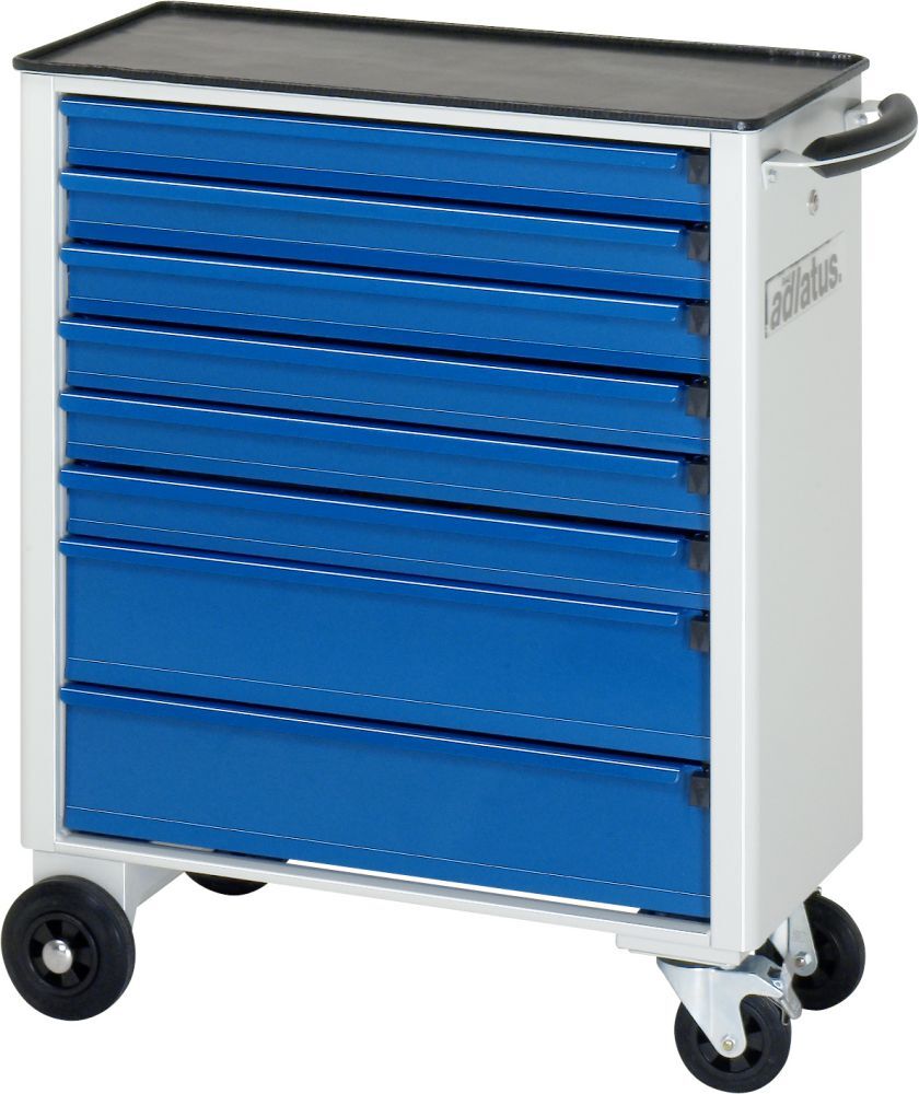 RAU Werkzeugwagen adlatus B700 x T350 mm, Gestell RAL7035, Ausstatung RAL5010 RAU Werkzeugwagen adlatus B700 x T350 mm, Gestell RAL7035, Ausstatung RAL5010