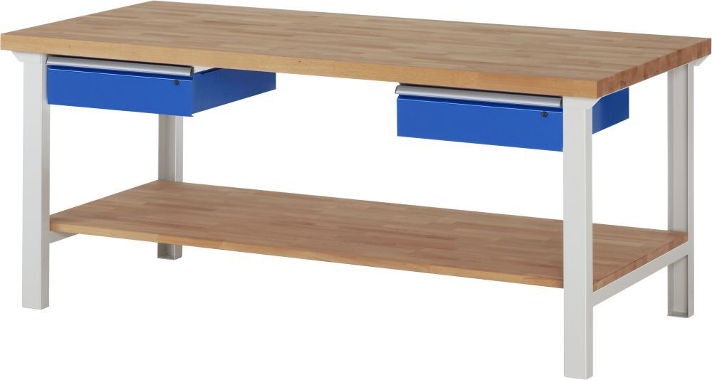 Rau Werkbank Modell 7002 B 2000 mm x T 900 mm x H 840 mm Buche Massiv Platte Produktbild Rau Werkbank Modell 7002 B 2000 mm x T 900 mm x H 840 mm Buche Massiv Platte